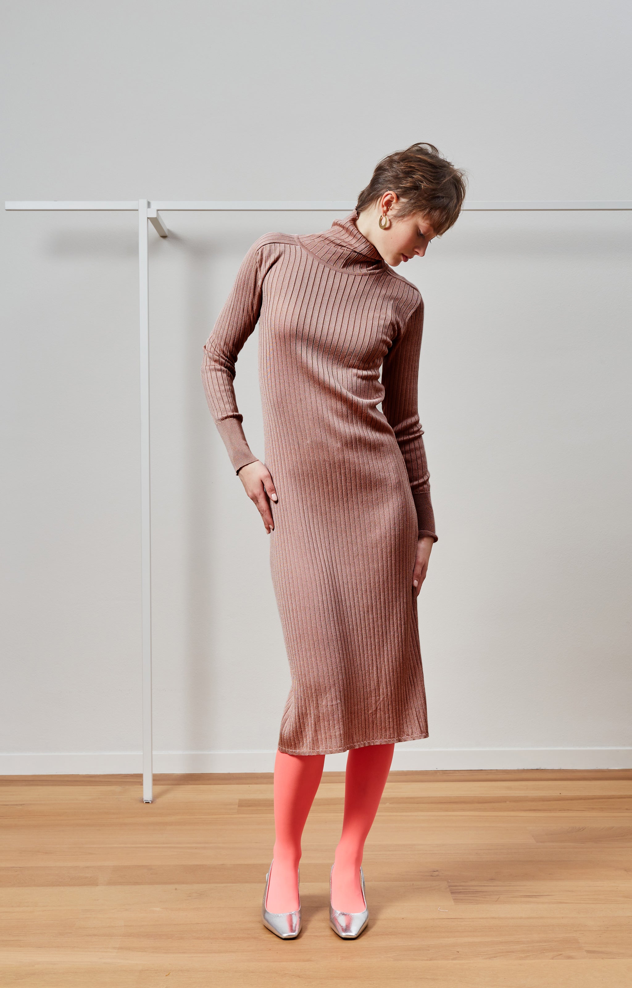Skin turtleneck dress