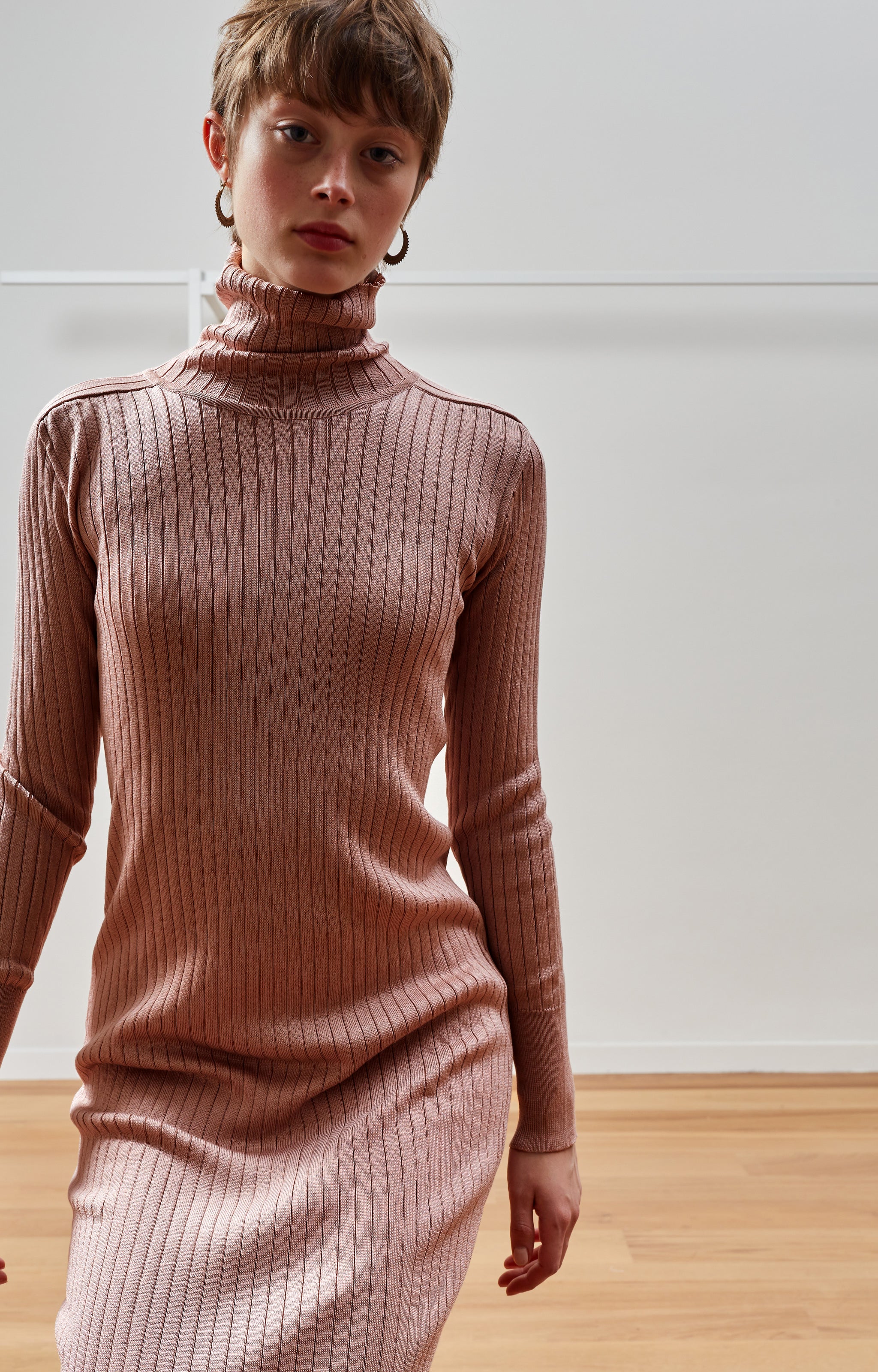 Skin turtleneck dress