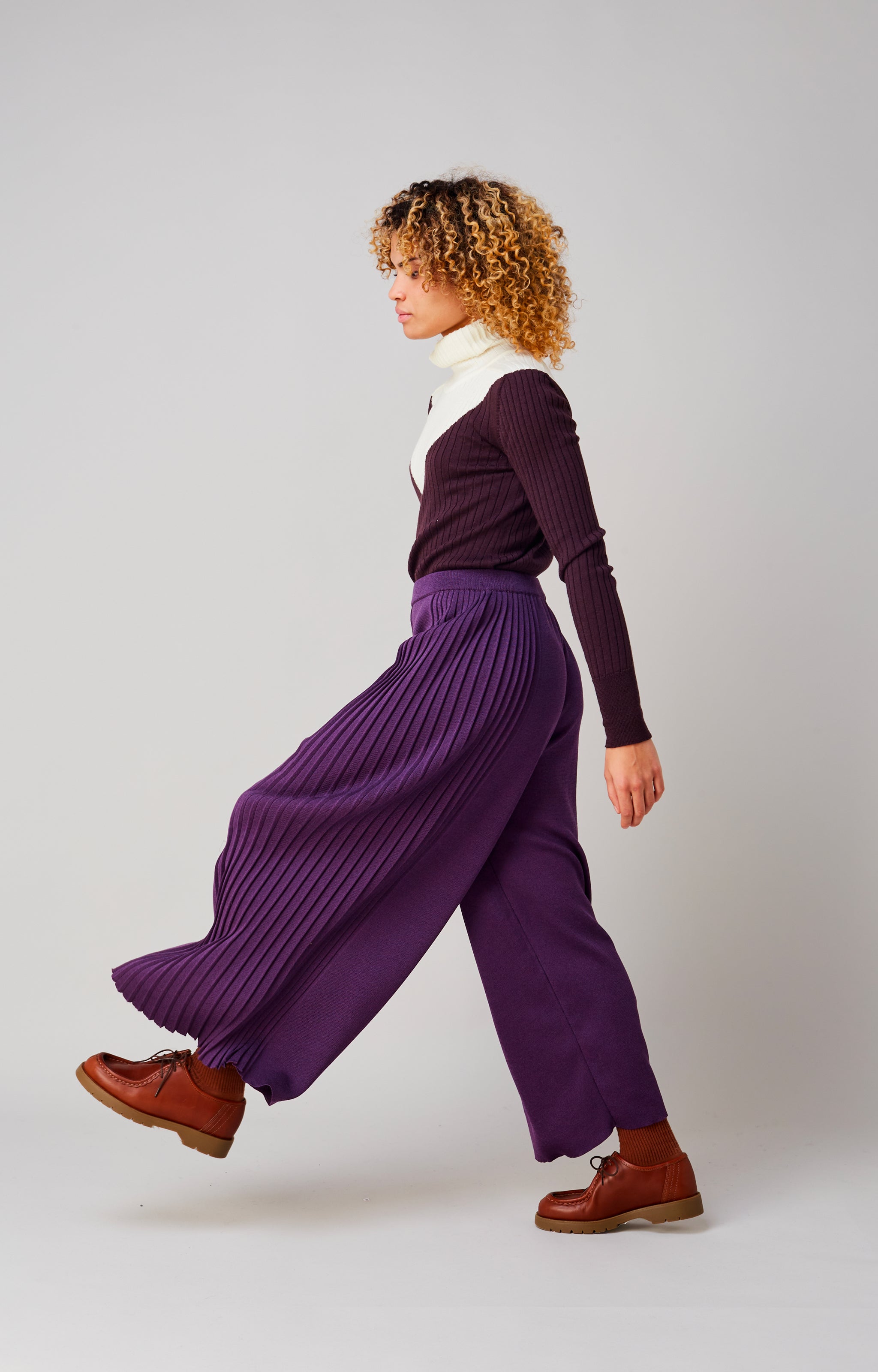 Plissé palazzo pants
