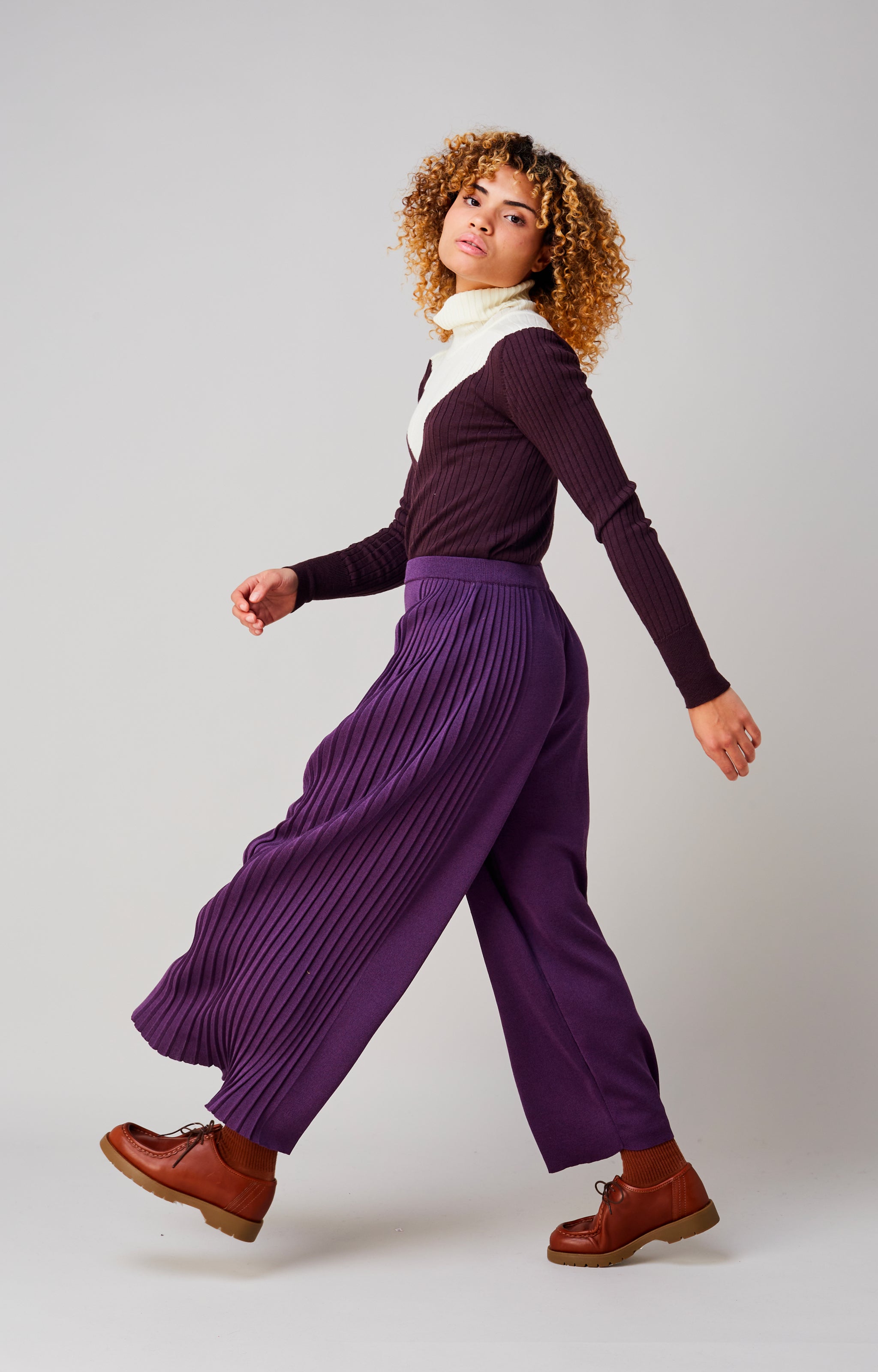 Plissé palazzo pants