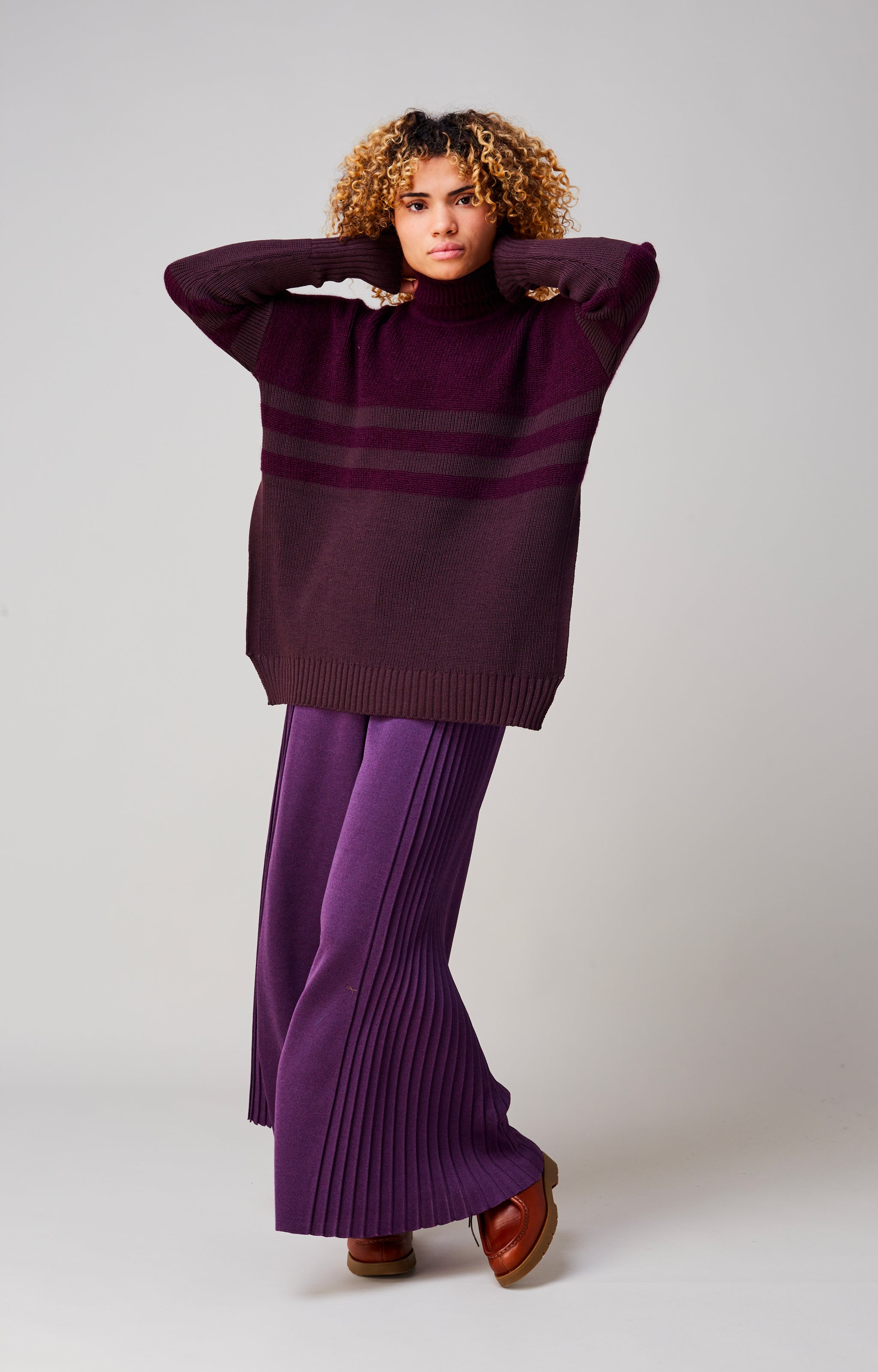 Plissé palazzo pants