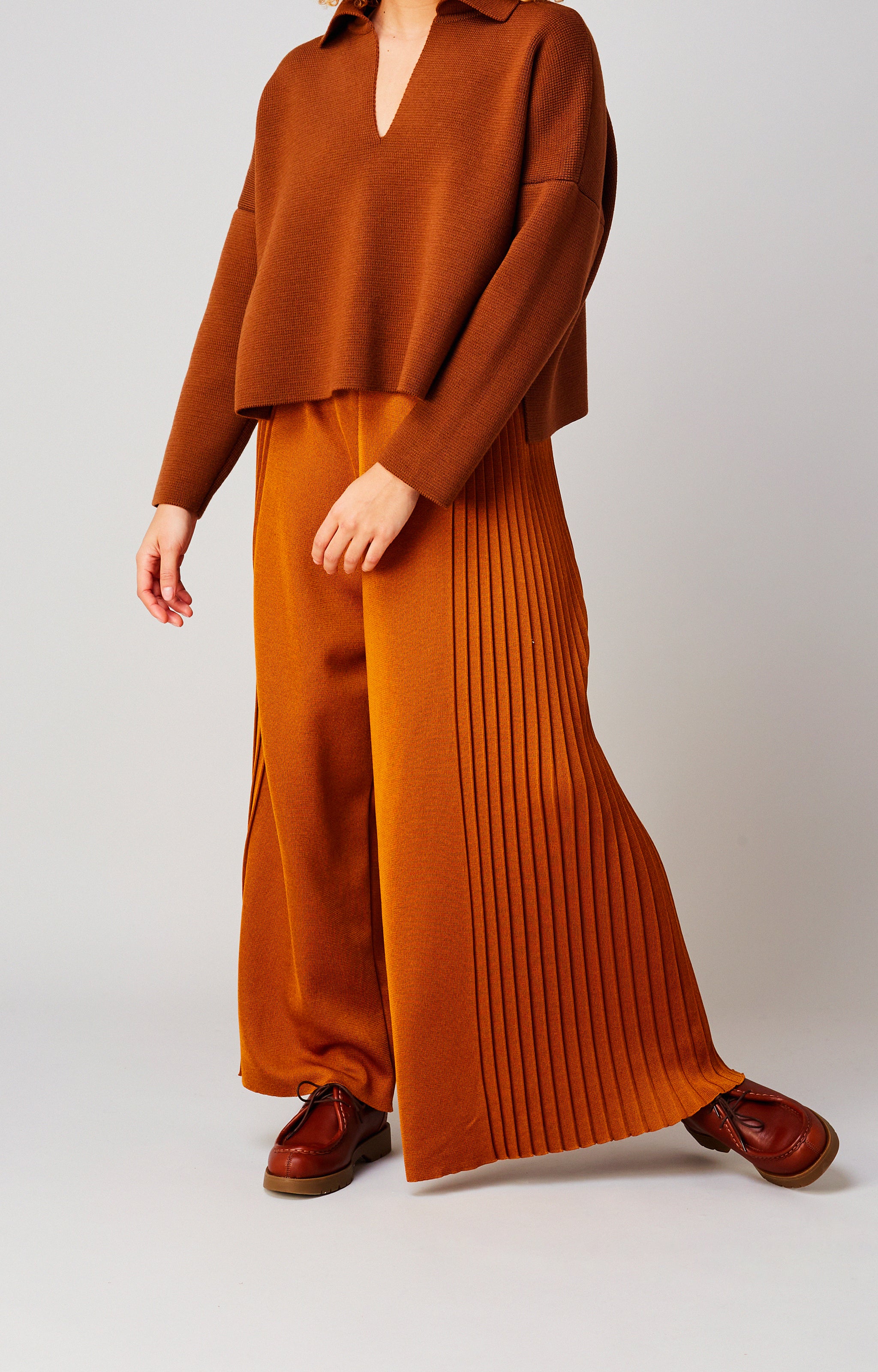 Plissé palazzo pants