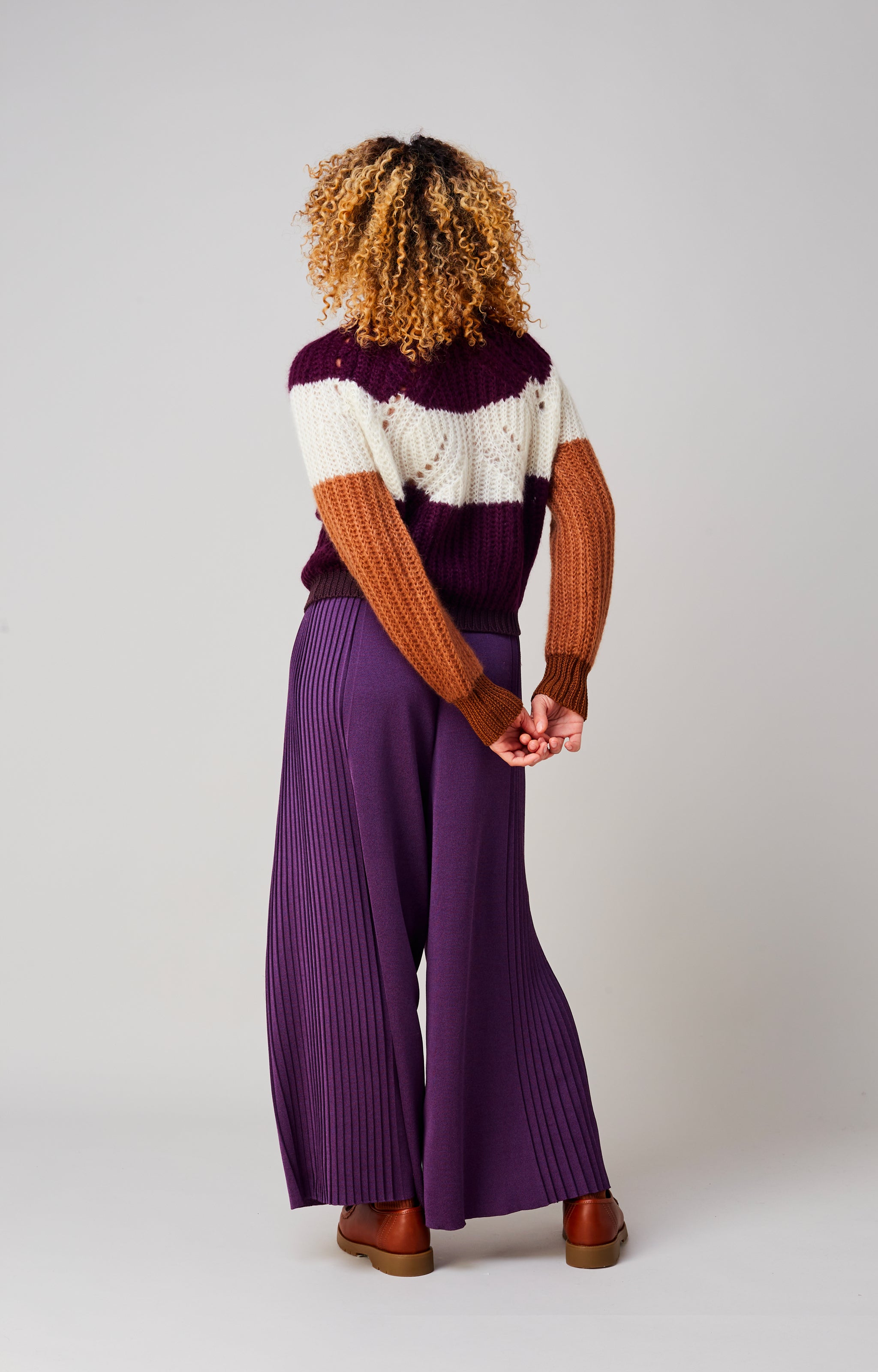 Plissé palazzo pants
