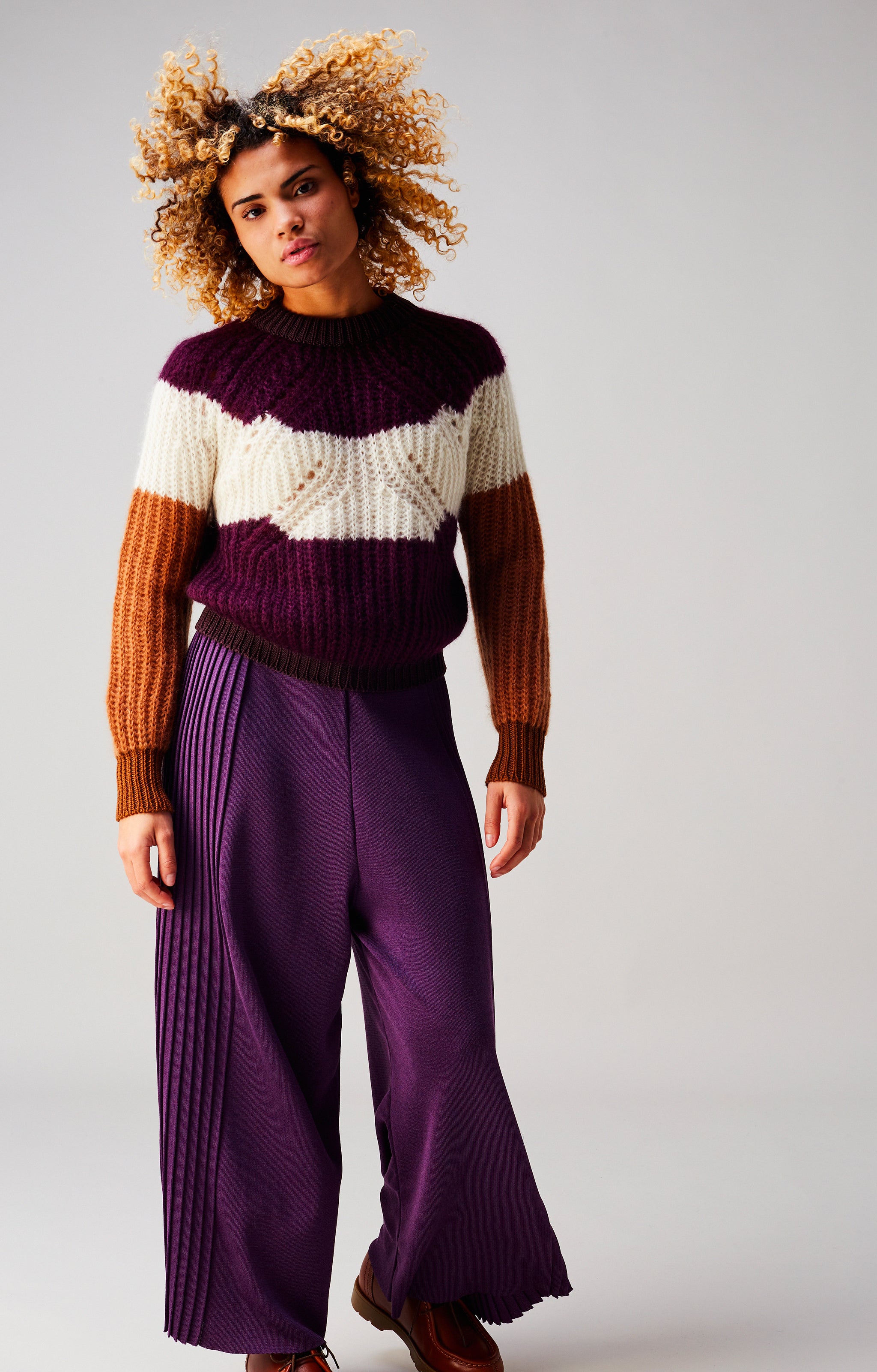 Plissé palazzo pants