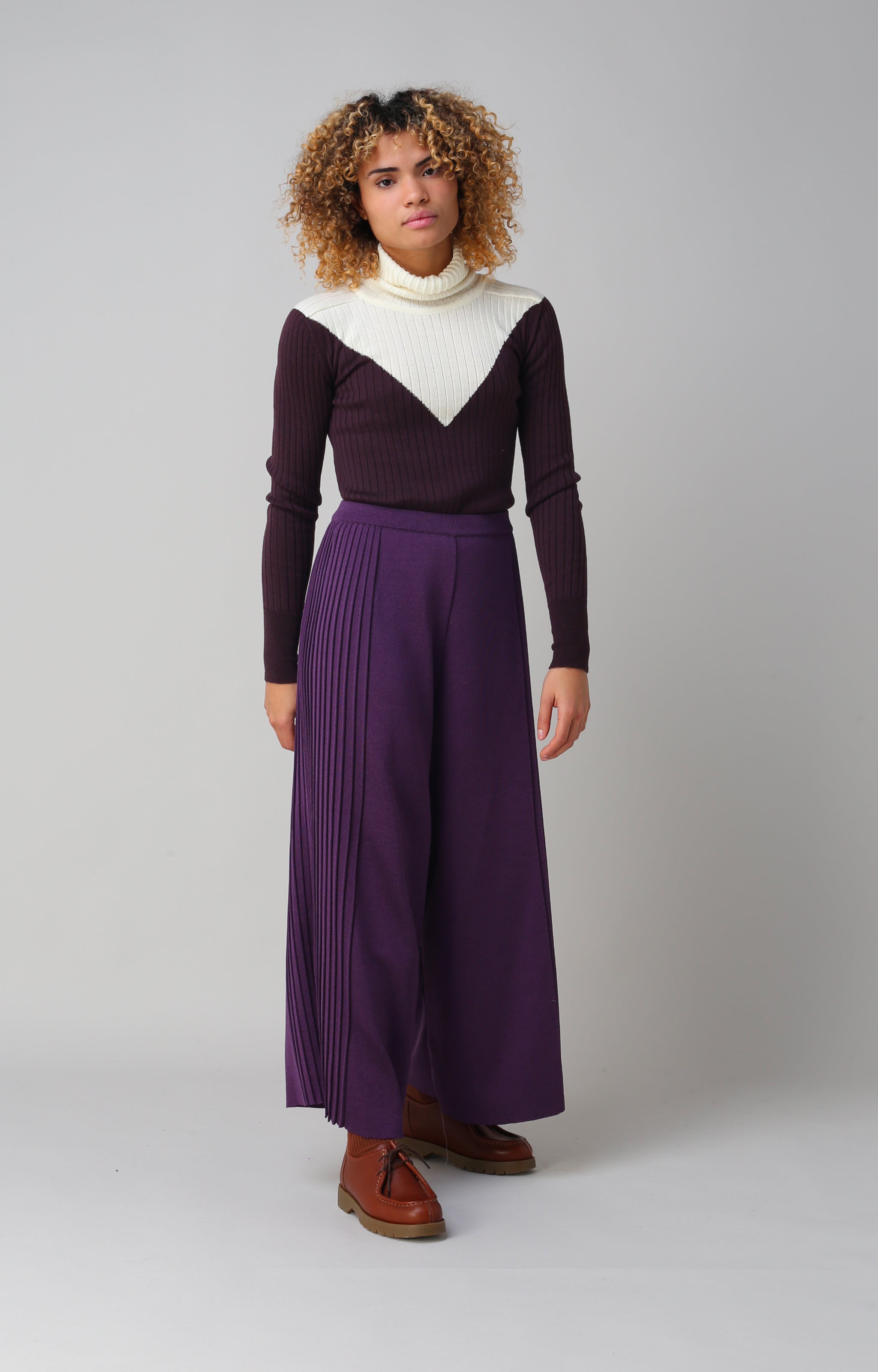 Plissé palazzo pants