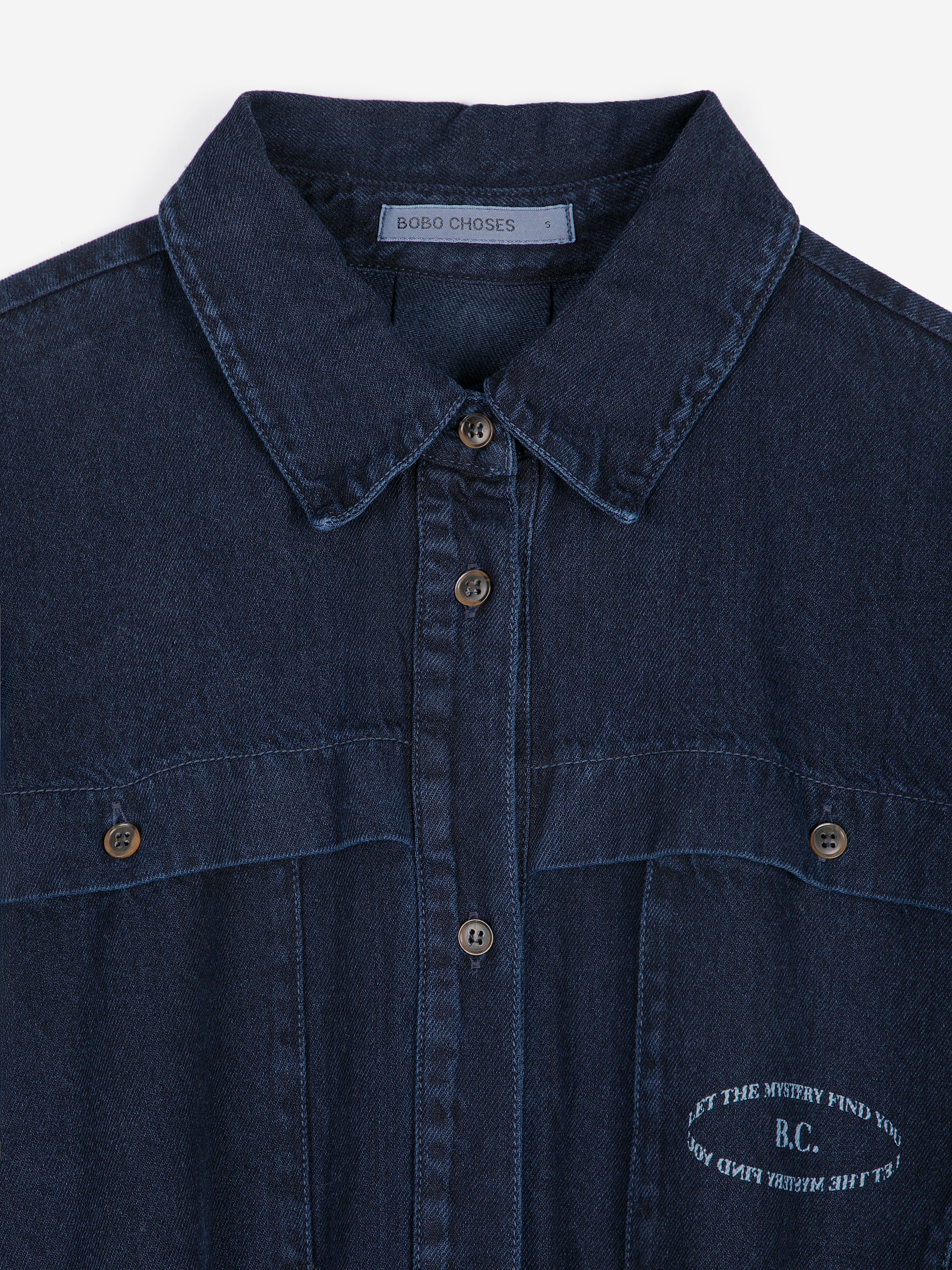 Washed light denim dress