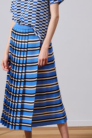 Pleated stripy skirt