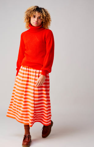 Striped wide skirt