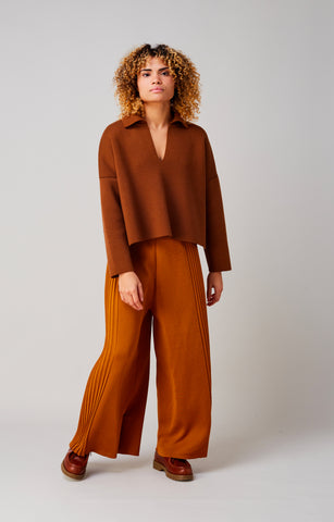 Plissé palazzo pants
