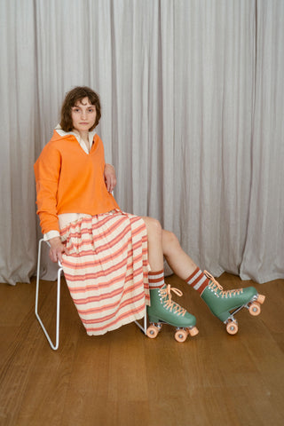 Pleated stripy skirt