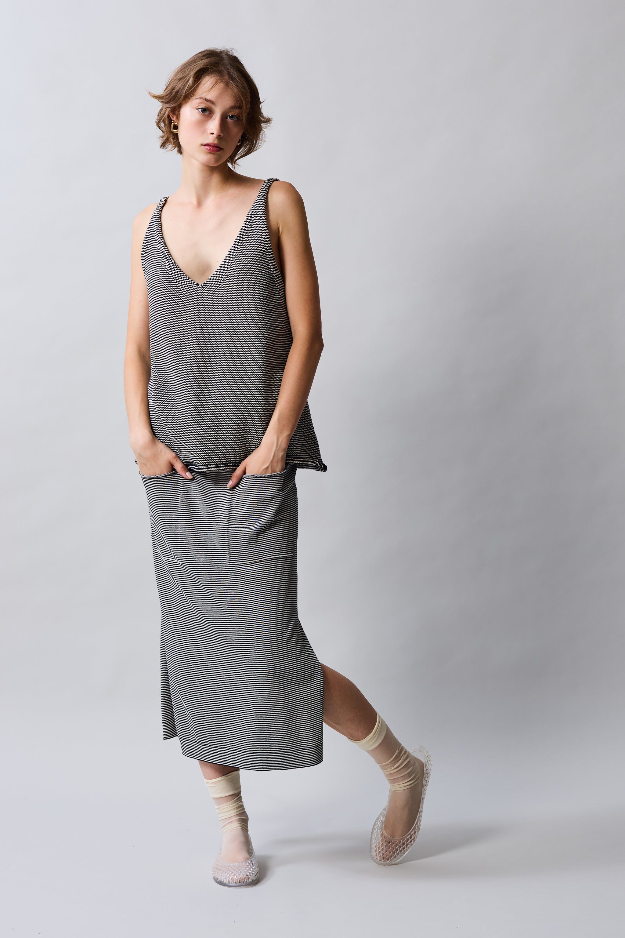 Stripy pocket skirt