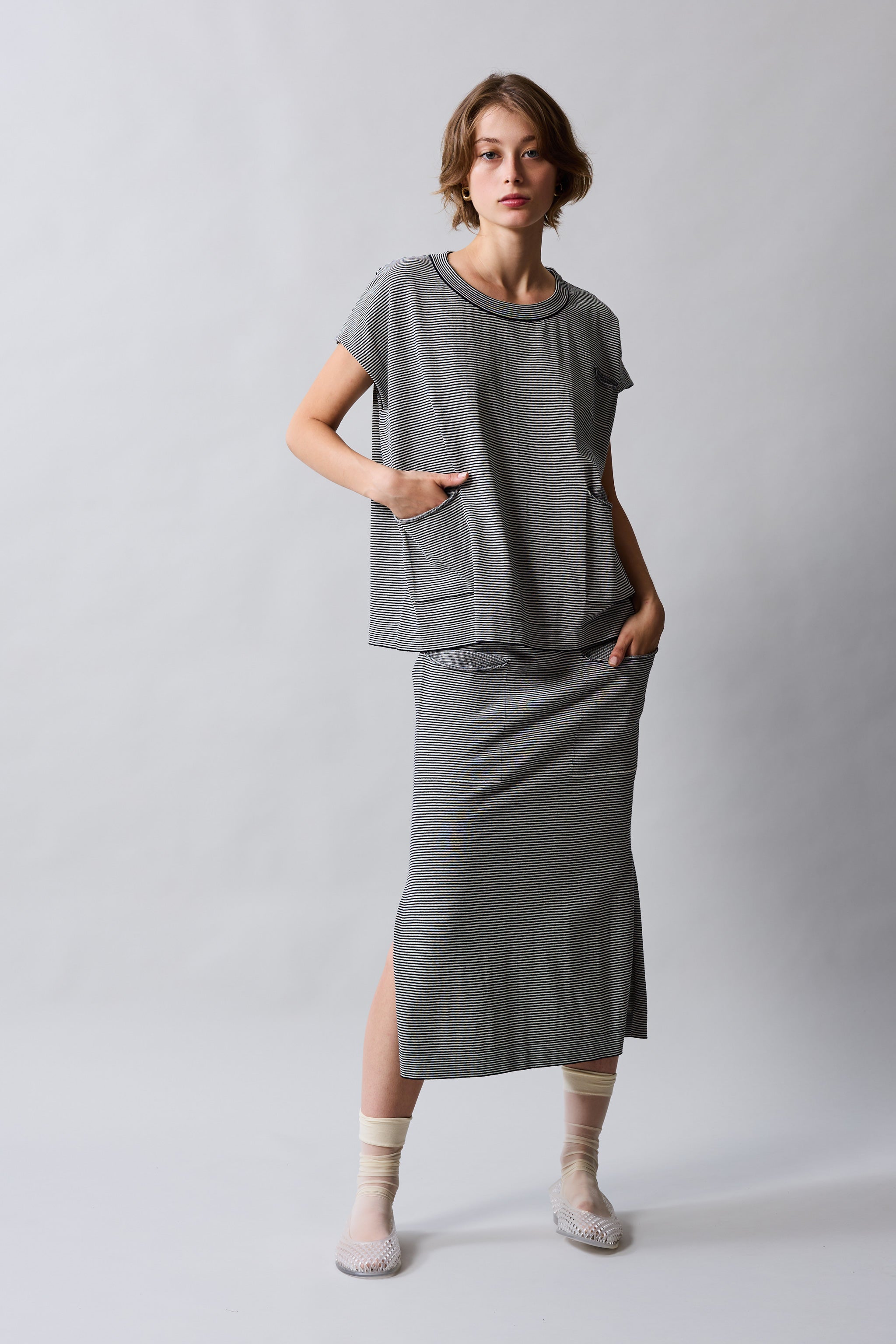 Stripy pocket skirt